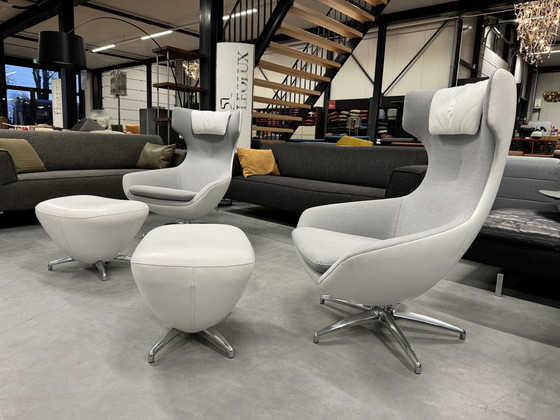 Image 1 of 2 Leolux Caruzzo Plus Relax fauteuils met poef wit 