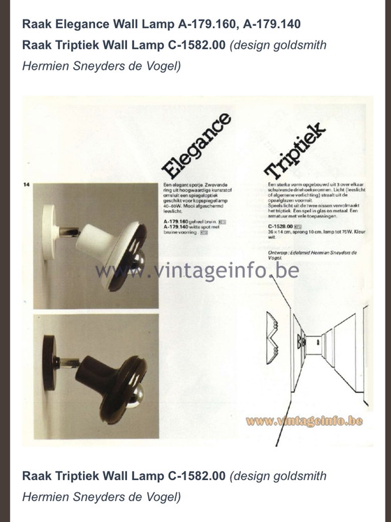 Image 1 of Vintage Raak Amsterdam wandlampen