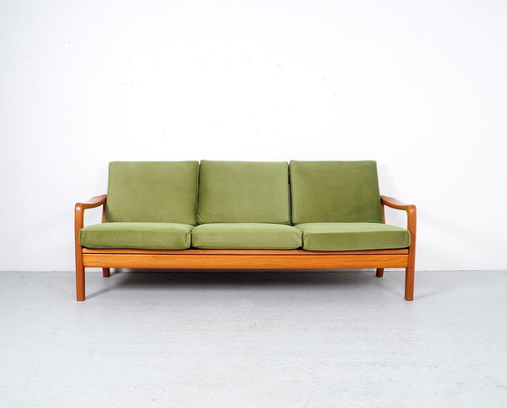 Image 1 of Juul Kristensen teak daybed groen velours, 1960s