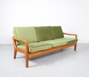 Juul Kristensen teak daybed groen velours, 1960s
