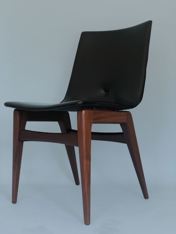 Image 1 of 2 Teakhouten Vintage Skai Leer Eetkamerstoelen GJ van Os