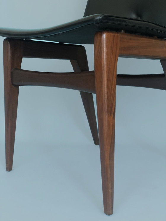 Image 1 of 2 Teakhouten Vintage Skai Leer Eetkamerstoelen GJ van Os