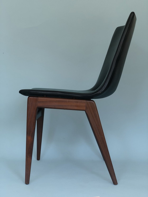 Image 1 of 2 Teakhouten Vintage Skai Leer Eetkamerstoelen GJ van Os