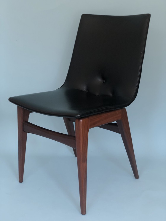 Image 1 of 2 Teakhouten Vintage Skai Leer Eetkamerstoelen GJ van Os