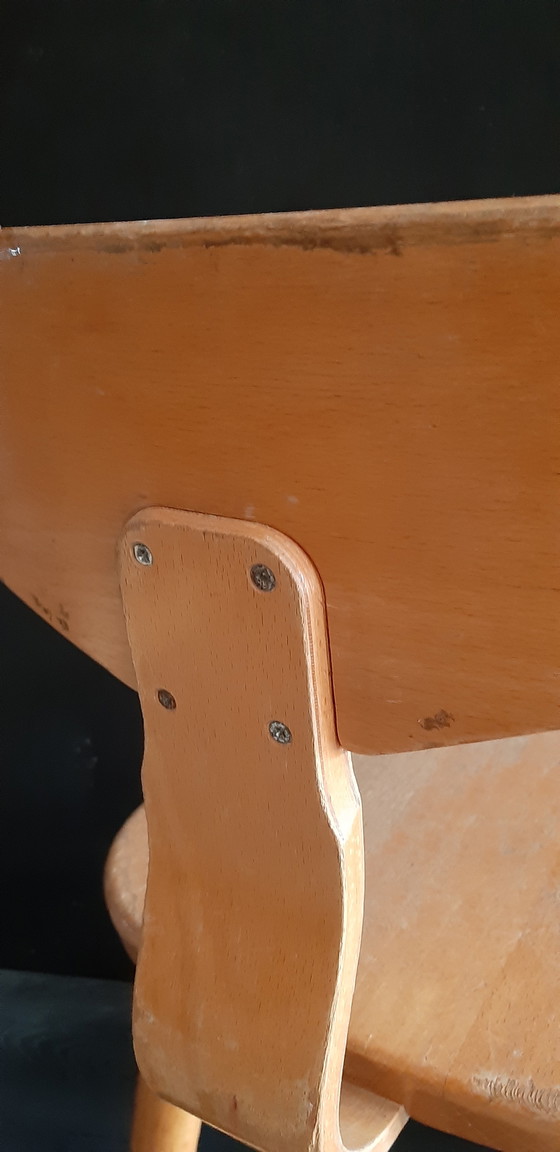 Image 1 of Schilte houten kinderstoeltje vintage jaren 60