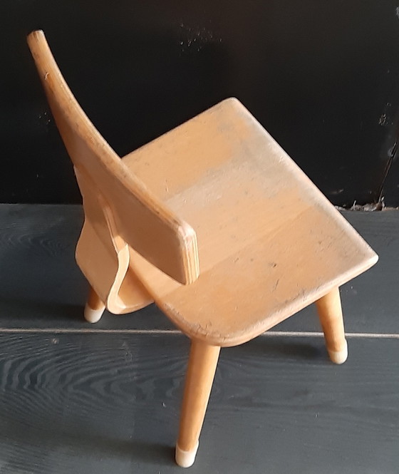 Image 1 of Schilte houten kinderstoeltje vintage jaren 60