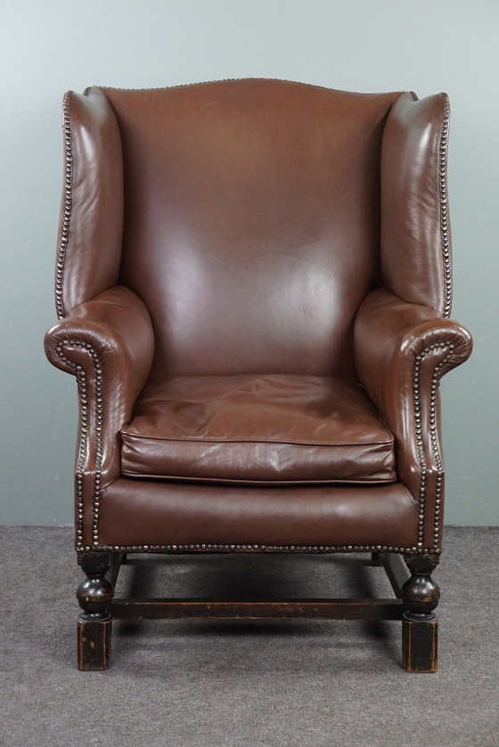 Image 1 of Klassieke leren oorfauteuil