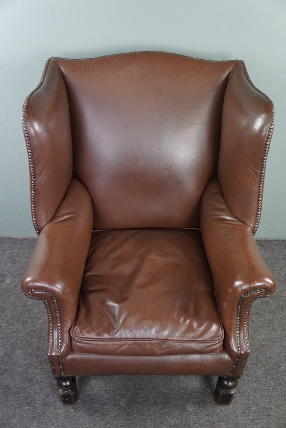 Image 1 of Klassieke leren oorfauteuil