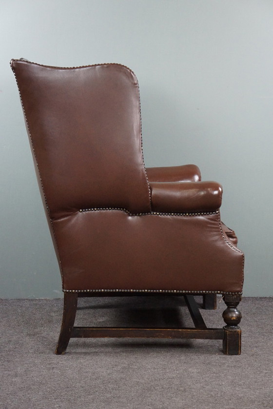 Image 1 of Klassieke leren oorfauteuil