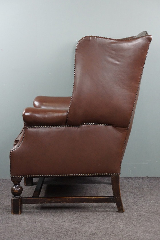 Image 1 of Klassieke leren oorfauteuil