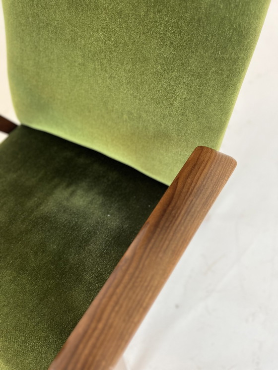 Image 1 of Teak & velvet fauteuil