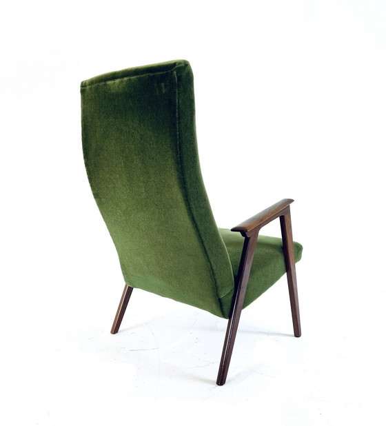 Image 1 of Teak & velvet fauteuil