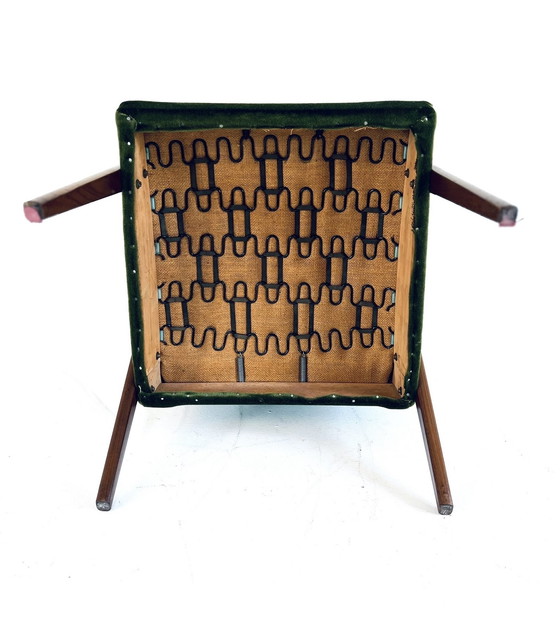 Image 1 of Teak & velvet fauteuil