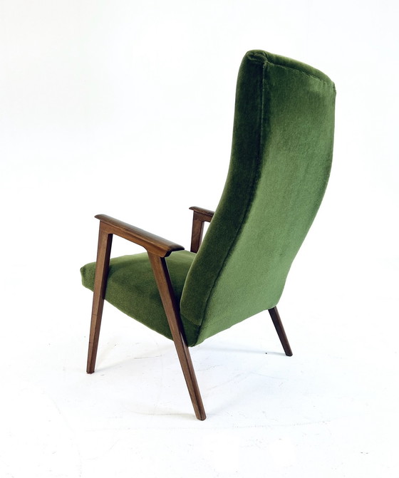 Image 1 of Teak & velvet fauteuil