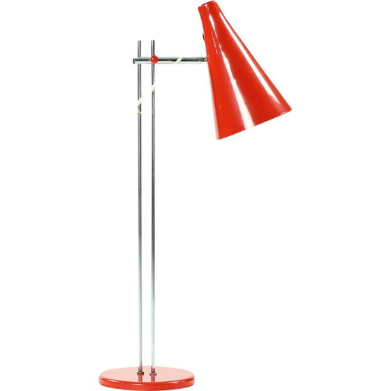 Image 1 of Vintage rood gelakte metalen tafellamp van Josef Hurka voor Lidokov, Tsjecho-Slowakije 1960