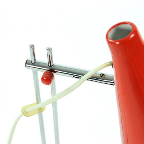 Image 1 of Vintage rood gelakte metalen tafellamp van Josef Hurka voor Lidokov, Tsjecho-Slowakije 1960