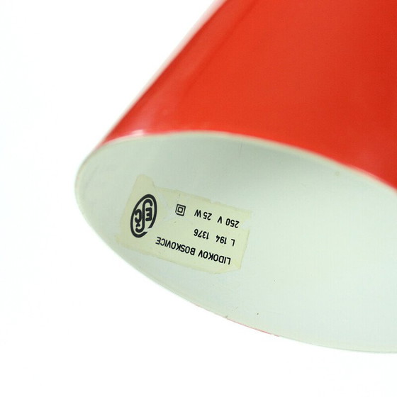 Image 1 of Vintage rood gelakte metalen tafellamp van Josef Hurka voor Lidokov, Tsjecho-Slowakije 1960