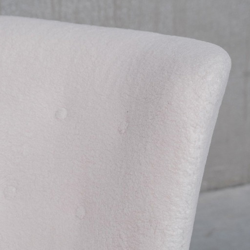 Paar vintage witte boucle Deense fauteuils, jaren 1950