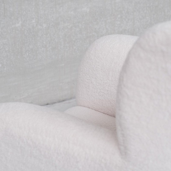 Image 1 of Paar vintage witte boucle Deense fauteuils, jaren 1950