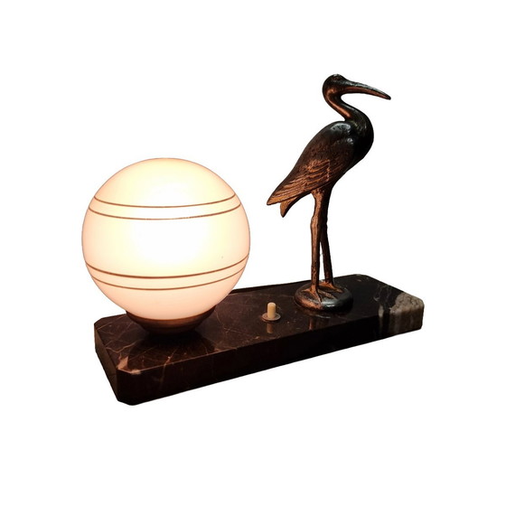 Image 1 of Art Deco Lamp Met Een Reiger