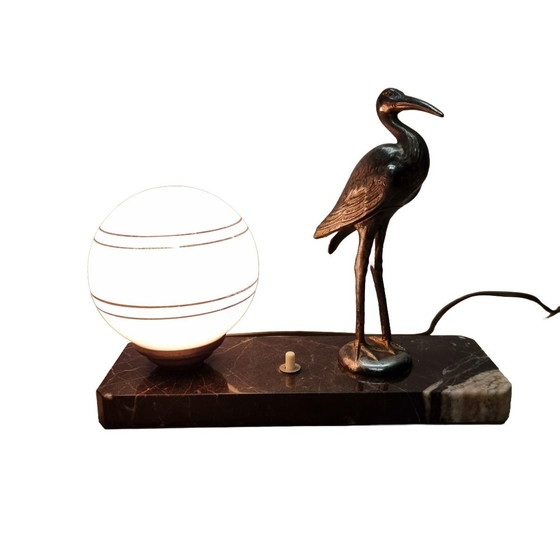 Image 1 of Art Deco Lamp Met Een Reiger