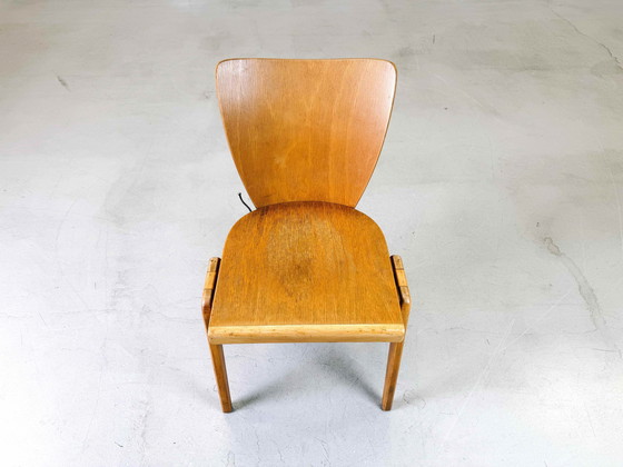 Image 1 of Set van 6 stoelen Mid Century beuken vintage stapelbare stoel