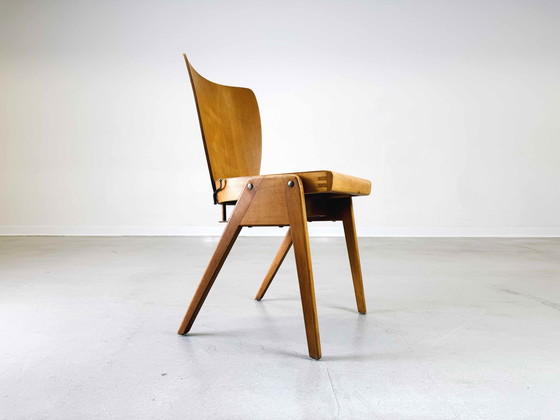 Image 1 of Set van 6 stoelen Mid Century beuken vintage stapelbare stoel