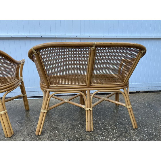 Image 1 of Vintage rotan en rieten woonkamer set, 1970