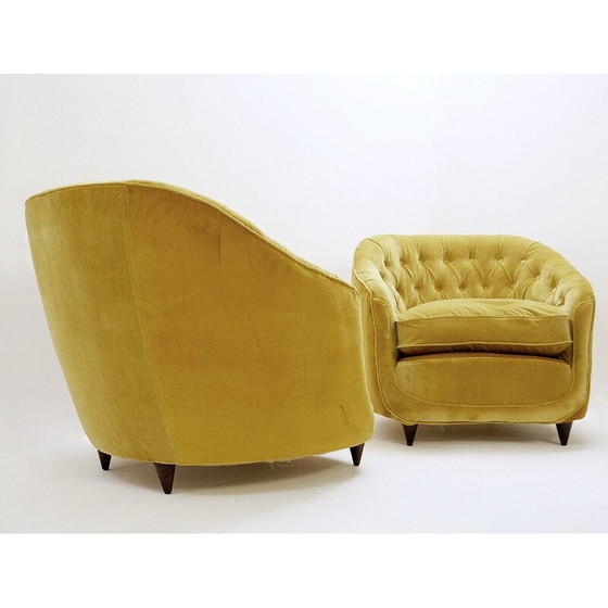 Image 1 of Paar fluwelen fauteuils uit de Mid Century, 1950