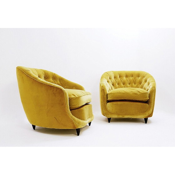 Image 1 of Paar fluwelen fauteuils uit de Mid Century, 1950