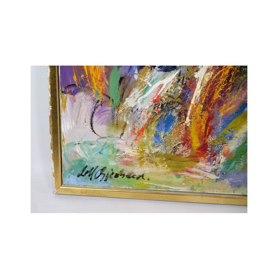 Image 1 of Vintage gekleurd olieverfschilderij "Waar engelen dansen" door Leif Bjerregaard, 1995