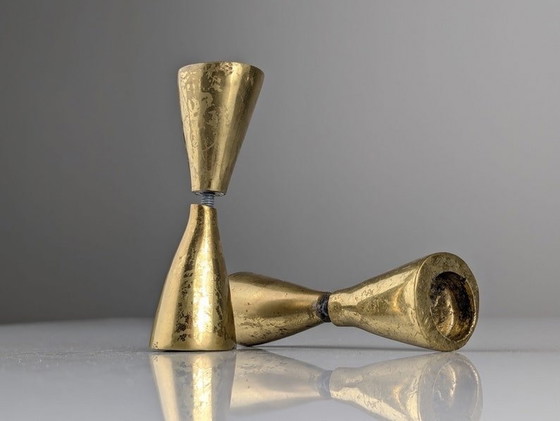 Image 1 of 2X Brutalistische stijl bronzen dubbele knoppen, 1970S