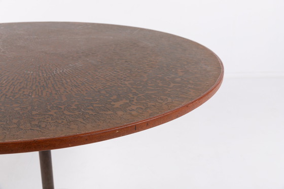 Image 1 of Skandinavisch Modern tafel met koper ingelegd uit de jaren 60