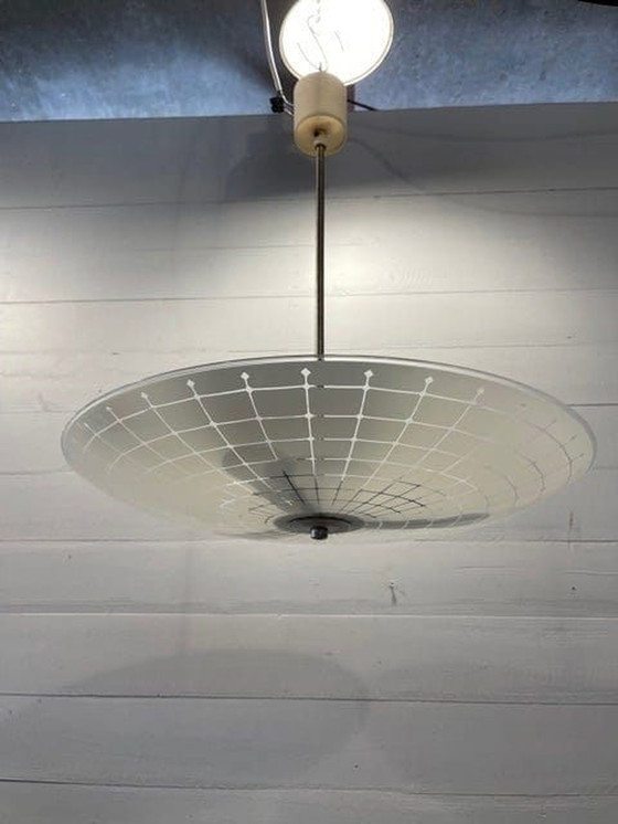 Image 1 of Vintage glazen hanglamp spinnenweb ontwerp Tsjechisch 1960 van Napako