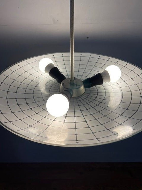 Image 1 of Vintage glazen hanglamp spinnenweb ontwerp Tsjechisch 1960 van Napako