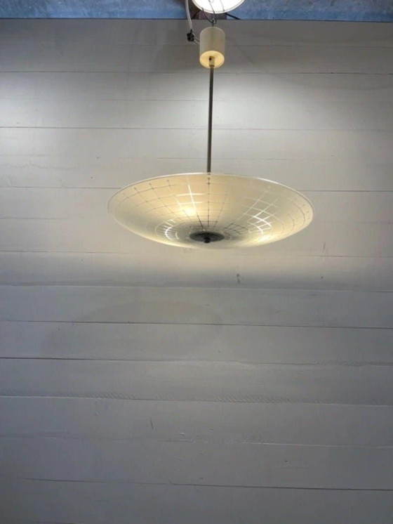 Image 1 of Vintage glazen hanglamp spinnenweb ontwerp Tsjechisch 1960 van Napako