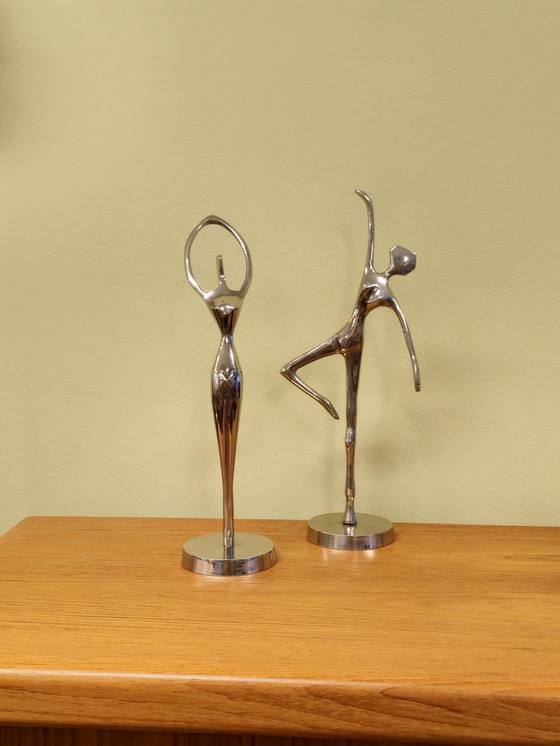 Image 1 of 2X Chrome-Kleurige Ballerina Ballet Danseres Dame 