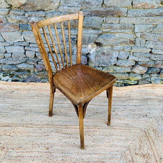 Image 1 of Set van 4 vintage stoelen van hout, metaal en kunststof