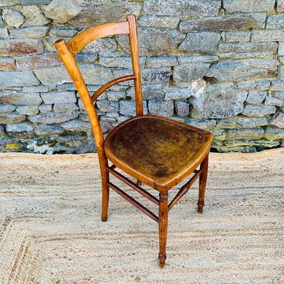 Image 1 of Set van 4 vintage stoelen van hout, metaal en kunststof