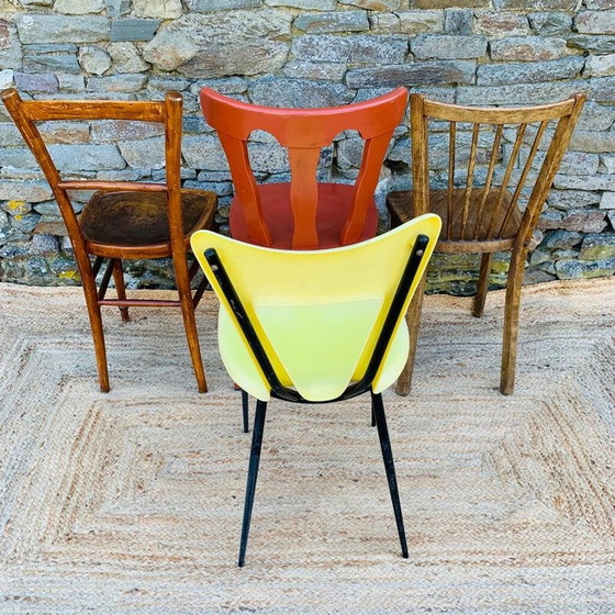 Image 1 of Set van 4 vintage stoelen van hout, metaal en kunststof