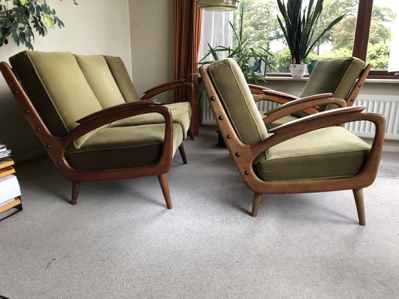 Image 1 of De Ster Geldermalsen Bankstel Met 2 Fauteuils