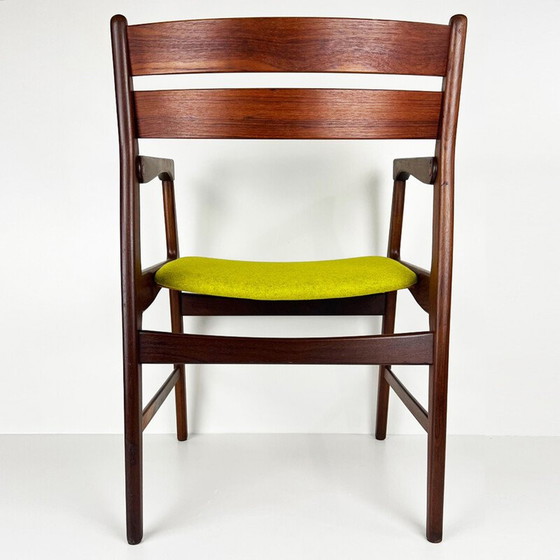 Image 1 of Deense vintage mosterdgele bekleding & teakhouten fauteuil van Boltinge Stolefabrik, jaren 1960