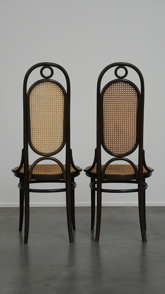 Image 1 of 8 x hoge vintage Thonet stoel model long john/ lange jan