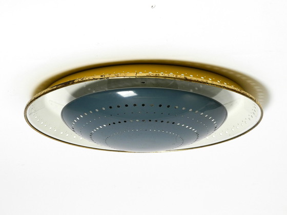 Image 1 of Zeer Zeldzame Mid Century Moderne Metalen Plafond- of Wandlamp Door Ernest Igl Voor Hillebrand