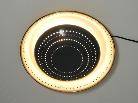 Image 1 of Zeer Zeldzame Mid Century Moderne Metalen Plafond- of Wandlamp Door Ernest Igl Voor Hillebrand