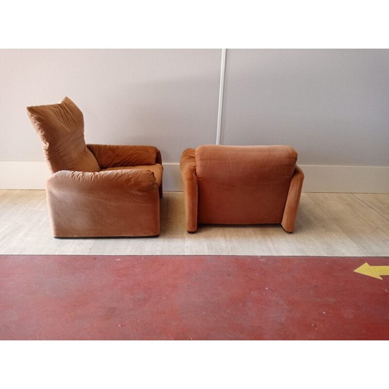 Image 1 of Paar vintage fauteuils model Maralunga van Magistretti, Italië 1970