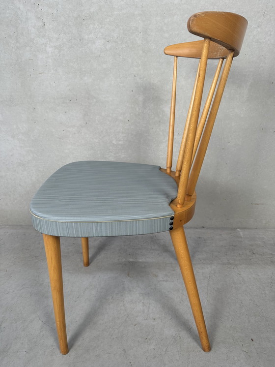 Image 1 of 2x vintage ‘beech wood’ spijlenstoelen