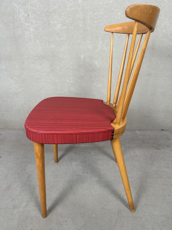 Image 1 of 2x vintage ‘beech wood’ spijlenstoelen