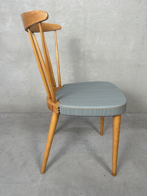 Image 1 of 2x vintage ‘beech wood’ spijlenstoelen