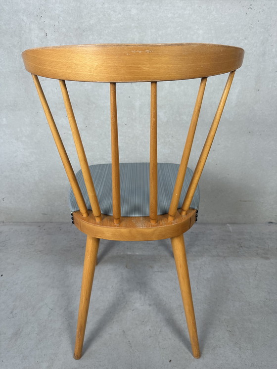 Image 1 of 2x vintage ‘beech wood’ spijlenstoelen